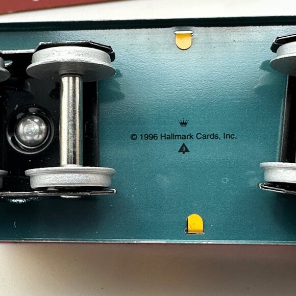 Hallmark Keepsake Yuletide Central pressed tin 1996 mail car in box Ornament - Picture 3 of 8